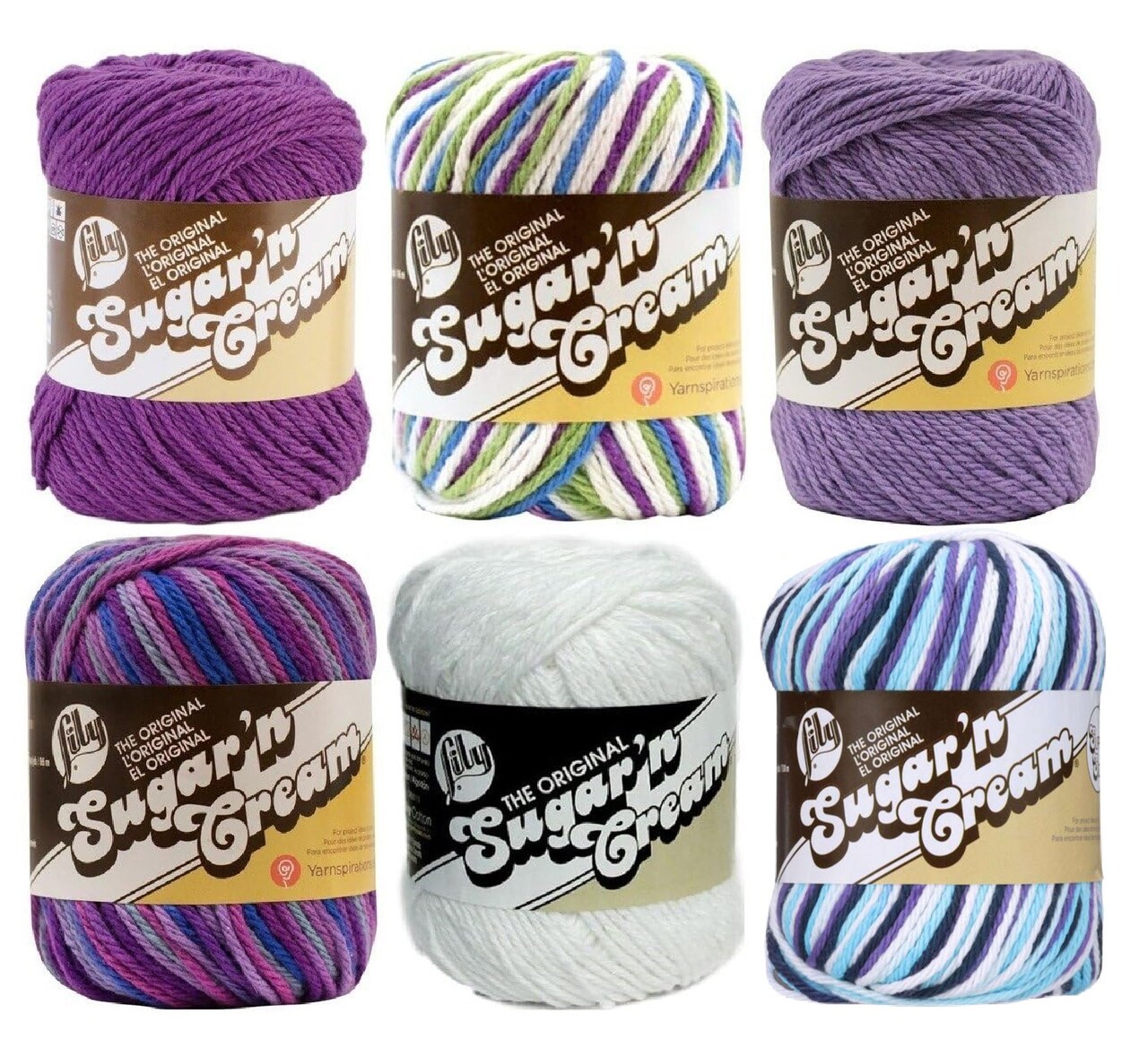 Lily Sugar 'n Cream Yarn - 100% Cotton - Assortment (Purple Pop)